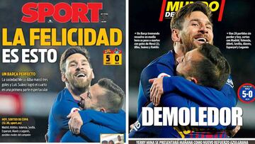 Portadas de &#039;Sport&#039; y &#039;Mundo Deportivo&#039; del viernes, 12 de enero de 2018.