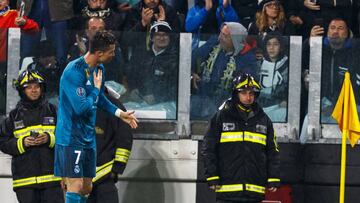03/04/18 PARTIDO CHAMPIONS LEAGUE CUARTOS IDA JUVENTUS - REAL MADRID GOL 0-2 CRISTIANO RONALDO CHILENA ALEGRIA