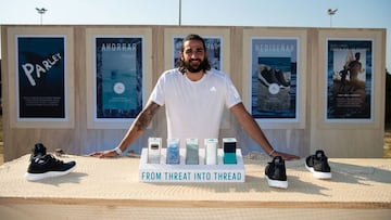 Ricky Rubio, durante la presentaci&oacute;n de la campa&ntilde;a de &#039;Run for the oceans&#039; en Barcelona.