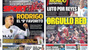 Las portadas de Sport y Mundo Deportivo del 2 de junio de 2019.