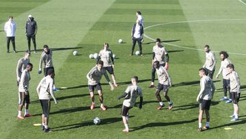 Los jugadores del Real Madrid en un reciente entrenamiento.