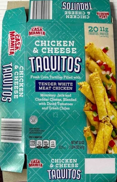 Nearly 25,000 pounds of Taquitos sold at Aldi recalled due to reports of metal pieces