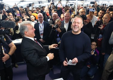 Who is the president with the most titles in the history of Barcelona and how many does Joan Laporta have?