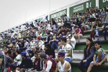 BRA214. CHAPECÓ (BRASIL), 29/11/2016.- Aficionados del equipo de fútbol Chapecoense se reúnen en el estadio Arena Condá hoy, martes 29 de noviembre de 2016, en Chapecó, Santa Catarina (Brasil). La final soñada de la Copa Sudamericana de fútbol acabó en tragedia para el club brasileño Chapecoense, cuya expedición a la ciudad colombiana de Medellín dejó 75 muertos y seis heridos al accidentarse en una montaña el avión en que viajaban, según precisaron hoy las autoridades. EFE/Caciano Paludo