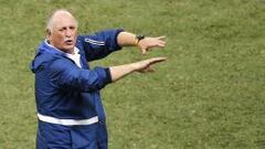 El entrenador brasile&ntilde;o Luiz Felipe Scolari, durante el partido Brasil-Colombia.