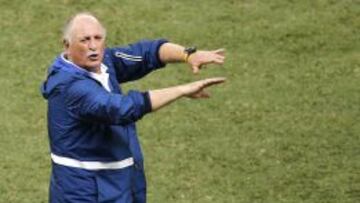 El entrenador brasile&ntilde;o Luiz Felipe Scolari, durante el partido Brasil-Colombia.