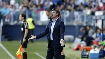 Míchel durante su primer partido con el Málaga.
