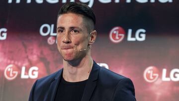 Fernando Torres, durante el acto de LG en el que ha anunciado su despedida del Atl&eacute;tico.