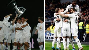 Las celebraciones de la Liga 2002-03 y de uno de los goles del jueves contra el Valencia.