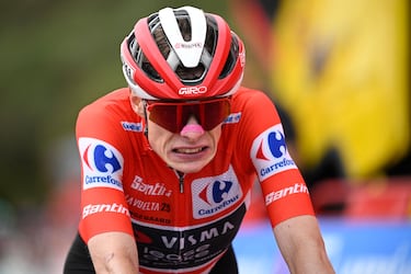 Jonas Vingegaard  tras cruzar la línea de meta.