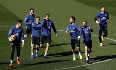 Mariano, Yáñez, Lucas Vázquez, Sergio Ramos, Nacho y Morata.