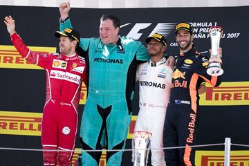 Vettel, Hamilton y Ricciardo en el podio de Montmeló. 