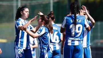 El Deportivo Abanca celebra un gol.
 