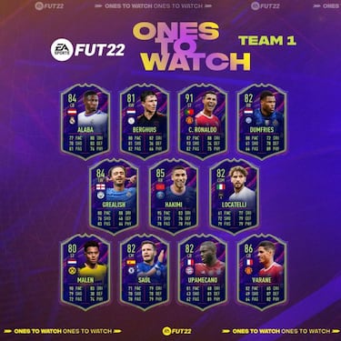 FIFA 22: Cristiano Ronaldo, Alaba y Grealish, en el primer equipo Promesas de FUT