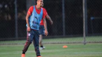 Arturo Vidal, en un entrenamiento en Toca Da Raposa 2 en Belo Horizonte.