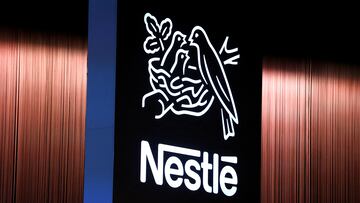 FILE PHOTO: The Nestle logo is seen during the opening of the 151st Annual General Meeting of Nestle in Lausanne, Switzerland April 12, 2018. REUTERS/Pierre Albouy/File Photo