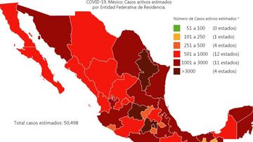 Mapa y casos de coronavirus en México por estados hoy 18 de julio