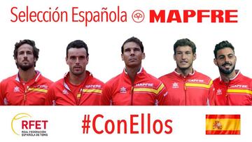 Imagen del equipo de Espa&ntilde;a de Copa Davis formado por Feliciano L&oacute;pez, Roberto Bautista, Rafa Nadal, Pablo Carre&ntilde;o y Marcel Granollers.