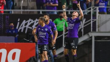 Michael Rangel celebrates his goal of Mazatlan during the game Mazatlan FC vs Leon, corresponding to the 16th round match of the Torneo Guard1anes Clausura 2021 of the Liga BBVA MX, at El Kraken Stadium, on April 23, 2021.
<br><br>
Mich