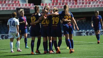 El Barcelona celebra un gol ante el Granadilla.