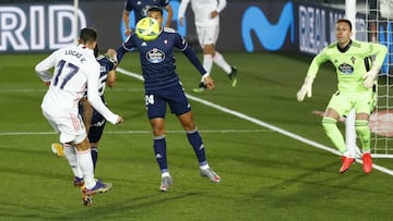 Lucas V&aacute;zquez marca el primer gol del Real Madrid en la victoria (2-0) ante el Celta de Vigo en la jornada 17 de LaLiga Santander.