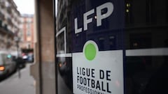 A picture taken on February 1, 2021 shows the logo of the French Professional Football League (LFP) on its headquarters in Paris. - The French league (LFP) will on February 1, 2021 put out to tender the domestic broadcast rights to Ligue 1 and Ligue 2 tha