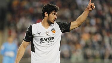 Guedes, tras el gol que le dio al Valencia el pase a la final de Copa.