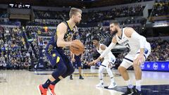 INDIANAPOLIS, INDIANA - NOVEMBER 25: Domantas Sabonis #11 of the Indiana Pacers dribbles the ball against the Memphis Grizzlies at Bankers Life Fieldhouse on November 25, 2019 in Indianapolis, Indiana. NOTE TO USER: User expressly acknowledges and agrees that, by downloading and or using this photograph, User is consenting to the terms and conditions of the Getty Images License Agreement.   Andy Lyons/Getty Images/AFP
 == FOR NEWSPAPERS, INTERNET, TELCOS &amp; TELEVISION USE ONLY ==