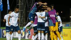 VITORIA, BRAZIL - OCTOBER 31: Juan Pablo Krilanovich of Argentina celebrates with teammates after scoring a goal during the FIFA U-17 Men&#039;s World Cup Brazil 2019 group E match Cameroon and Argentina at Estadio Kleber Andrade Stadium on October 31, 2019 in Vitoria, Brazil. (Photo by Bruna Prado - FIFA/FIFA via Getty Images)