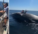 Dos pescadores encuentran y se suben encima de una ballena muerta: pudo acabar en tragedia