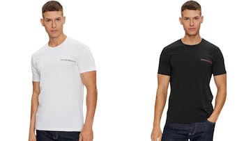 Camiseta blanca y negra básica de Emporio Armani para hombre confeccionada en algodón