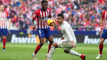 Thomas y Casemiro, durante el derbi del Wanda Metropolitano.