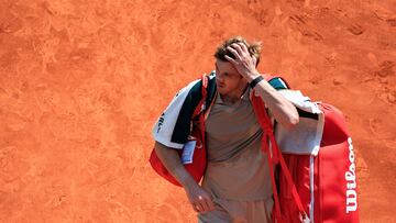 Chile's Nicolas Jarry leaves the court after losing against Bulgaria's Grigor Dimitrov