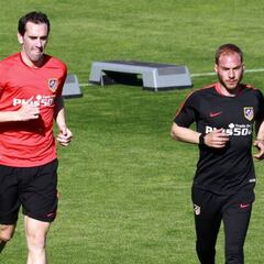 Godín y Carrasco, ausencias en la sesión del Atlético