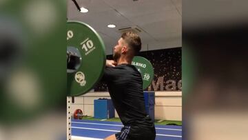 Ramos works out as the reggaeton pumps