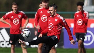 Gareth Bale, en un entrenamiento con la selección de Gales.