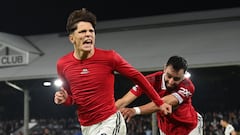 Alejandro Garnacho celebra un gol con el United.