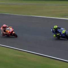 Así fue el choque de Marc Márquez con Valentino Rossi