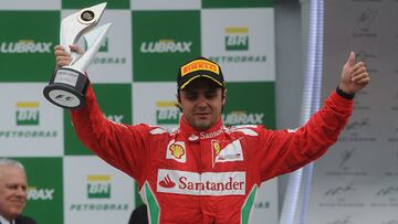 Felipe Massa celebrando en el podio de Brasil.