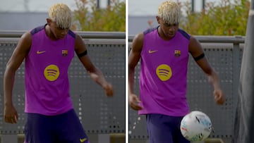 El increíble show de Lamine Yamal en el entrenamiento del Barça