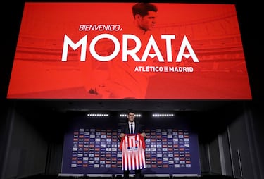 Álvaro Morata ha sido presentado como nuevo jugador del Atlético de Madrid esta mañana en el Wanda Metropolitano. 