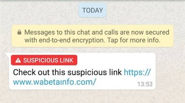 Así evitará WhatsApp que entres en una página fraudulenta