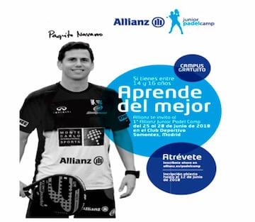 El cartel del inscripci&oacute;n al Allianz Padel Junior Camp.