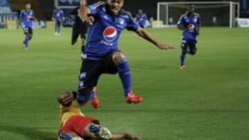 El delantero argentino marcó su primer gol con Millonarios ante Chicó.