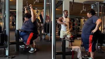 Un chico obeso está haciendo un ejercicio y se acerca un hombre a interrumpirle: lo que sucede lleva más de 7M de visitas