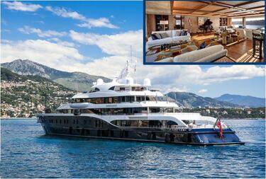 El Symphony, valorado en 150 millones de dólares, mide 101,5 metros y fue construido en 2015 por Feadship en Países Bajos. Tiene capacidad para 16 invitados en 8 camarotes con hasta 38 tripulantes. Entre sus lujos destacan una piscina con fondo de vidrio, helipuerto, cine al aire libre, spa, gimnasio y salón de belleza.