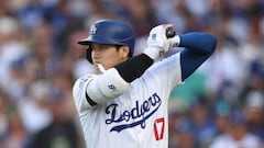 LOS ANGELES, CALIFORNIA - JUNE 01: Shohei Ohtani #17 of the Los Angeles Dodgers on deck during the first inning against the Colorado Rockies at Dodger Stadium on June 01, 2024 in Los Angeles, California.   Harry How/Getty Images/AFP (Photo by Harry How / GETTY IMAGES NORTH AMERICA / Getty Images via AFP)