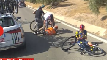 El salto de tres corzos provoca la caída de Ciccone y Juaristi