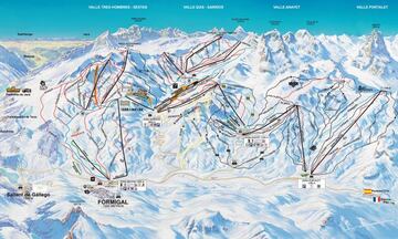 Mapa de pistas de esquí de la estación aragonesa de Aramón Formigal.