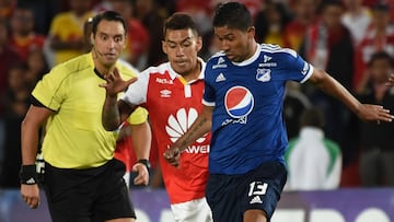 Santa Fe y Millonarios en el partido de ida de los octavos de Copa Sudamericana